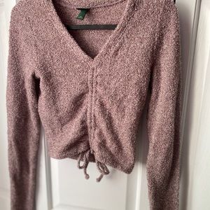 Burgundy sherpa cinched sweater (brand new)